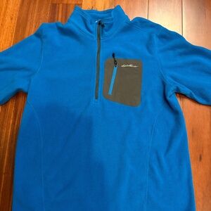 Eddie Bauer Men's 1/4 Zip Pullover Fleece *Polartec* Cobalt Blue Size Large